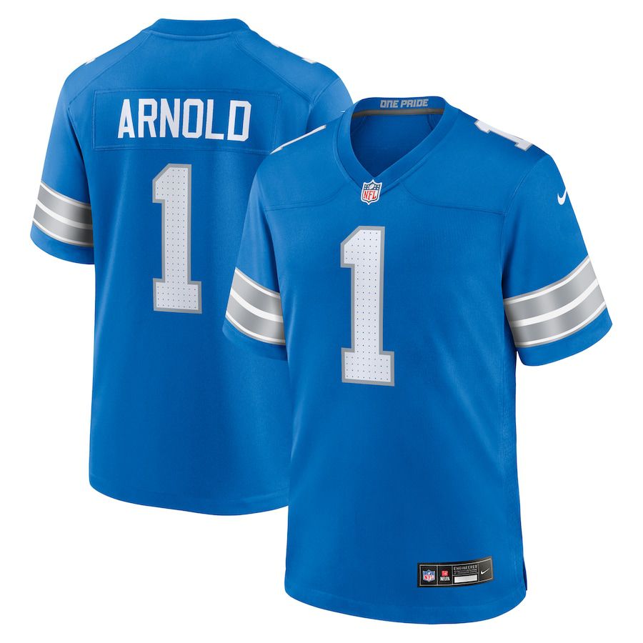 Men Detroit Lions 1 Terrion Arnold Nike Blue 2024 NFL Draft First Round Pick Player Game Jersey